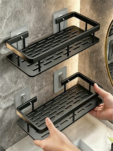 2pcs black shower - black, shelf